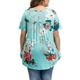 thumbnail image 3 of URMAGIC Women Short-sleeved T-shirt V-neck Button Blouse Floral Plus Size Tunics Tops, 3 of 6