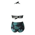 thumbnail image 4 of Girls Two Piece Swimsuit Women Vintage Swimsuit Two Piece Retro Halter Ruched High Waist Print Bikini Set, 4 of 6