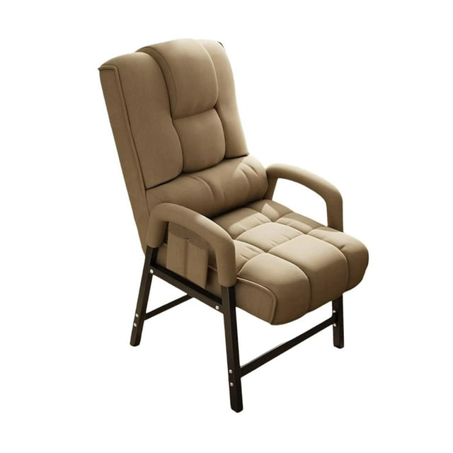 jifeng Chaise de Bureau Rembourrée Coussin Siège Confortable en Lin Chaise d'Ordinateur Moderne Marron Clair