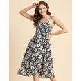 thumbnail image 2 of Moomaya Womens Printed Smocked Viscose Dress, Knee Length, Spaghetti Strap Midi Dress, 2 of 9