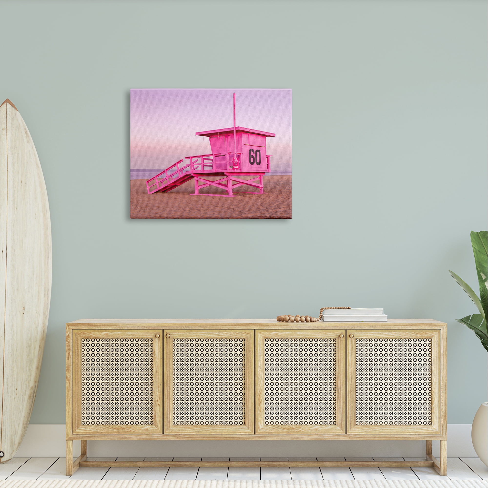 Stupell Industries Pink Beach Shack Photography Purple Sky Coast Photograph Gallery Wrapped Canvas Print Wall Art, Design by Jeff Poe Photography