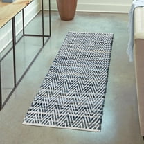 Unique Loom Chindi Chevron Collection Area Rug - Claire (2' 2" x 6' 1" Runner Denim/Light Blue)