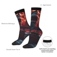 thumbnail image 4 of KLL Red Moon Shark Sailboat Print Cool Socks Men's Women's Crew Socks Funny Crazy Novelty Stockings, 4 of 6