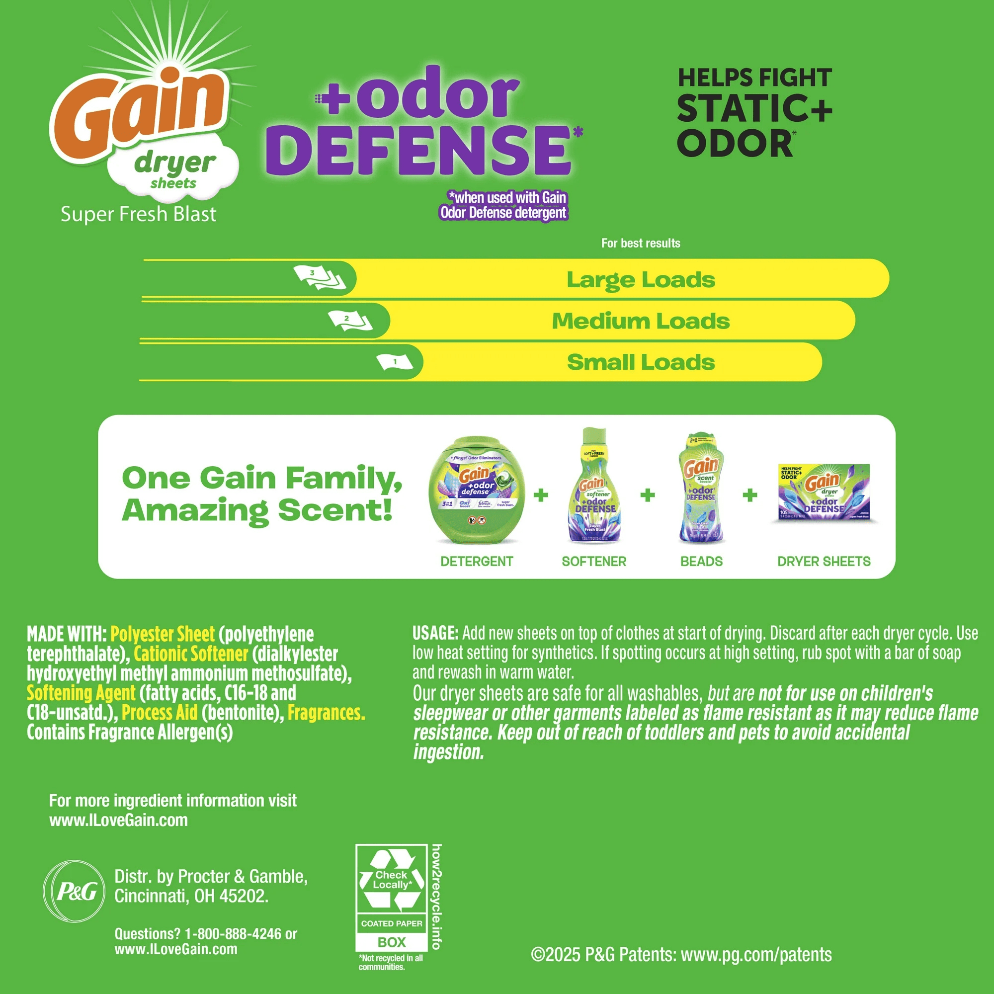 Gain Super Fresh Blast Dryer Sheets with +Odor Defense 360 Count (2-Pack)