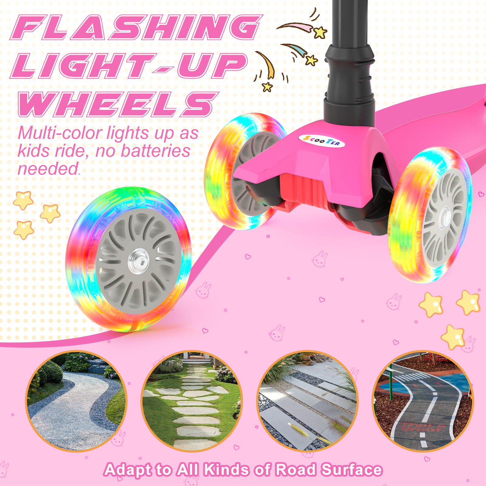 XJD Foldable 3-Wheel Kick Scooter with LED Lights photo 6