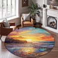 thumbnail image 2 of Round Rug, Beach31 Soft Washable Carpet, Non-Slip Floor Mat for Living Room Bedroom Home Decor 31 Inch, 2 of 6