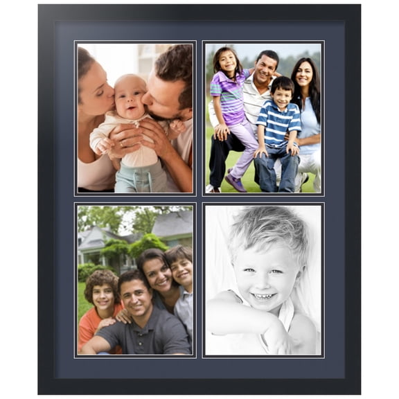 ArtToFrames Collage Photo Picture Frame with 4 - 8.5x11 Openings, Framed in Black with Blue Jay and Black Mats (CDM-3926-1)