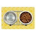 thumbnail image 1 of Yellow Pet Mat for Food and Water, Moroccan Trellis Pattern in Yellow Tones Vintage Eastern Pattern, Non-Slip Rubber Mat for Dogs and Cats, 18" X 12", by Ambesonne, 1 of 2