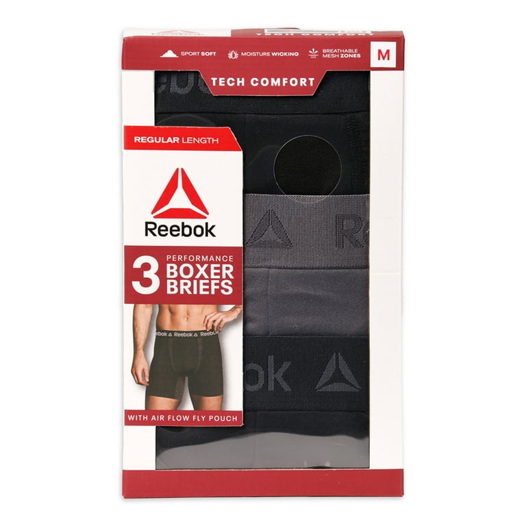 Reebok Mens Cotton Stretch 3 Pack Gavino Black Briefs – Trunks and Boxers