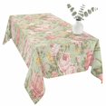 thumbnail image 2 of Pink Flowers Table Cloth Waterproof Tablecloths, Green Country Botanical Floral Leaves Tablecloth Dining Table Cover for Kitchen Party Tabletop Outdoor, Rectangle Tablecloth 54x108 Inch, 2 of 9
