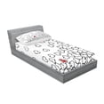 thumbnail image 2 of Ambesonne Black White Fitted Sheet & Pillow Sham Set, Wedding Heart Shape, Twin, Black White Red, 2 of 2
