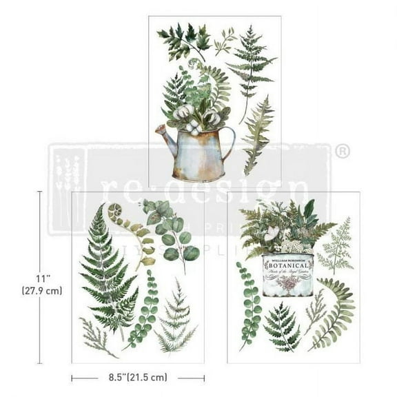 Prima Marketing Re-Design Decor Transfers 8.5"X11" 3/Sheets-Middy- Botanical Snippets
