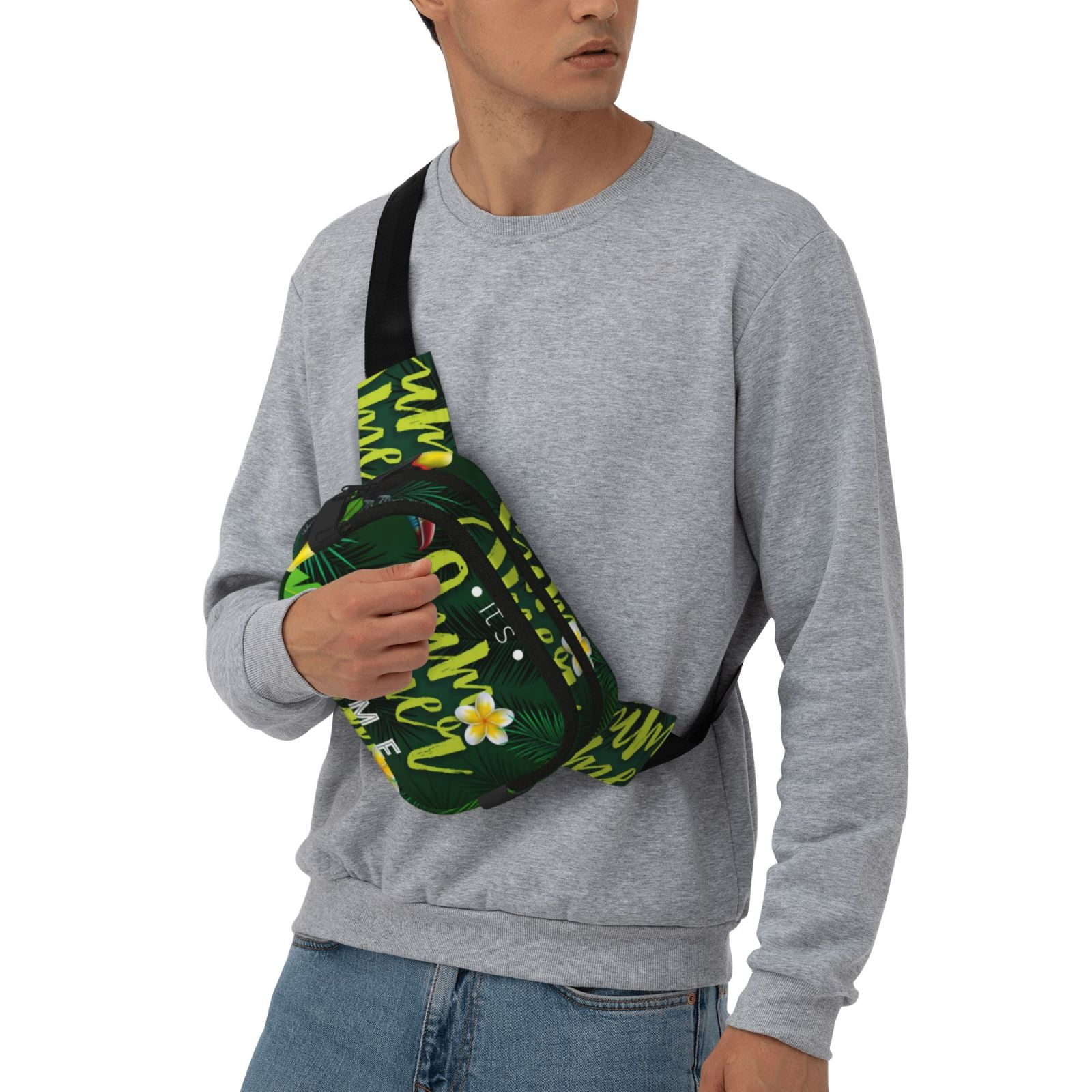 Picia Tropical Summer Vibes Print Square Double-Layer Waist Bag Mini Adjustable Waist Belt Bag Exercise Running Travel Hiking