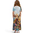 thumbnail image 2 of Uourmeti Girls Dress with Highland Cow Oil Painting Print Short Sleeve Round Neck Casual Maxi Dresses with Pockets Summer Long Sundress for Kids, Size 11-12 Years, 2 of 7
