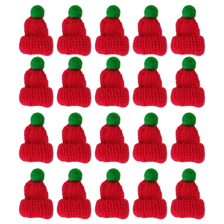 

NUOLUX 20pcs Mini Woollen Hat Knitted Santa Hat Handwork Accessories Clothes Decoration