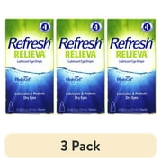 (3 pack) Refresh Relieva Lubricant Eye Drops, Lubricates & Protects Dry Eyes, 0.33 FL OZ