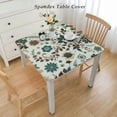 thumbnail image 2 of nygtbtfer Teal Black Tablecloth Fitted Table Cover for Tables Wipeable Elastic Table Cloth for Outdoor Picnic Camping Dining Party, Brown Flower Vintage Watercolor Blossom, 2 of 7