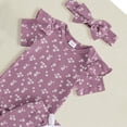 thumbnail image 4 of Akiihool New Born Girl Outfit Sets Toddler Baby Girl Clothes Short Sleeve Ruffle Shirt Floral Pant Set 3 Piece Outfits For Girls Cute Clothing Set(Purple,12-18 Months), 4 of 4