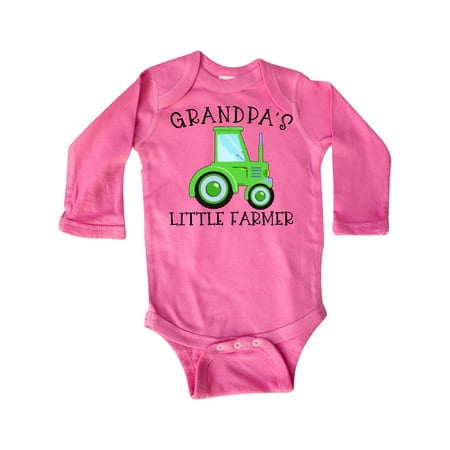 

Inktastic Grandpa s Little Farmer- Green Tractor Gift Baby Boy or Baby Girl Long Sleeve Bodysuit
