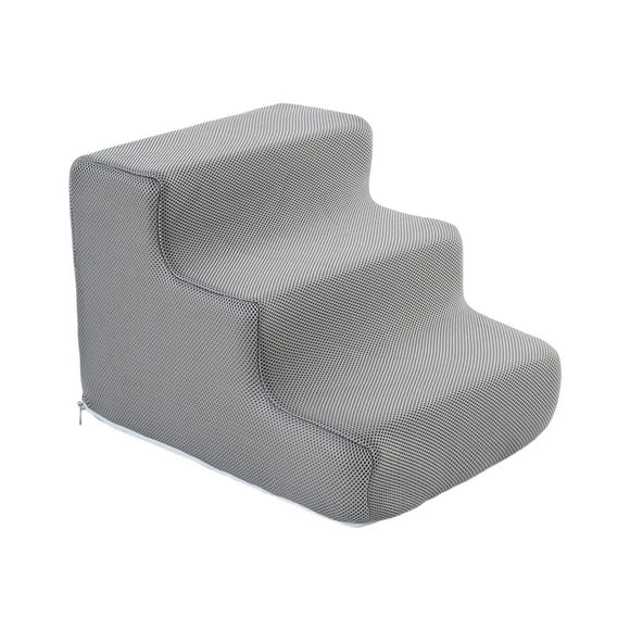 Cat Ramp Dog Stairs Ladder Machine Washable Cover Portable Scratch Resistant Stair Cover Multifunctional for Small Dogs 3 Step Grey