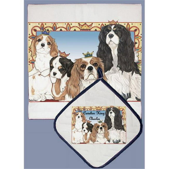 Pipsqueak Productions DP820 Dish Towel and Pot Holder Set - Cavalier King Charles