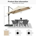 thumbnail image 4 of PURPLE LEAF 9x9 Ft Cantilever Umbrella Square Outdoor Patio Umbrella Large Offset Hanging Umbrella Aluminum Umbrella with 360°Rotation Adjustable Garden Pool Umbrella,Beige, 4 of 17