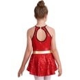 thumbnail image 2 of YIZYIF Girls Christmas Gymnastic Leotard Sparkly Sequins Jumpsuit Ballet Jazz Stage Performance Leotard A Red 6, 2 of 7