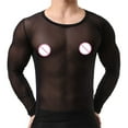 thumbnail image 6 of Men's Underwear Mesh Breathable Shirts Men's Long Sleeve Sleepwear See Through Mesh Blouse Casual, 6 of 6