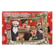 Holiday Festive Christmas Selfie Photo Booth with Props And Frame Includes 1 Card Frame 22 Props And 25 Reusable Adhesive Sticks