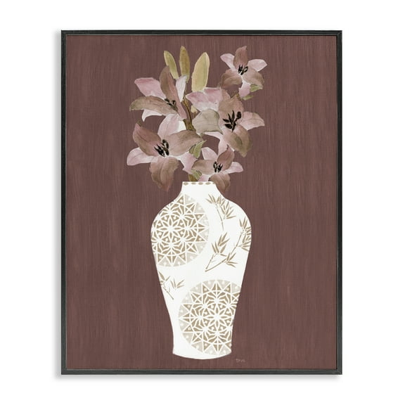 Stupell Industries Boho Geometric Vase Plants & Flowers Painting Black Framed Art Print Wall Art, 11 x 14