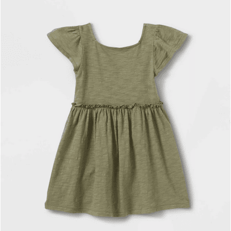 Toddler Girls  5T Short Sleeve Solid Knit Washed Dress - Cat & Jack™ - Green