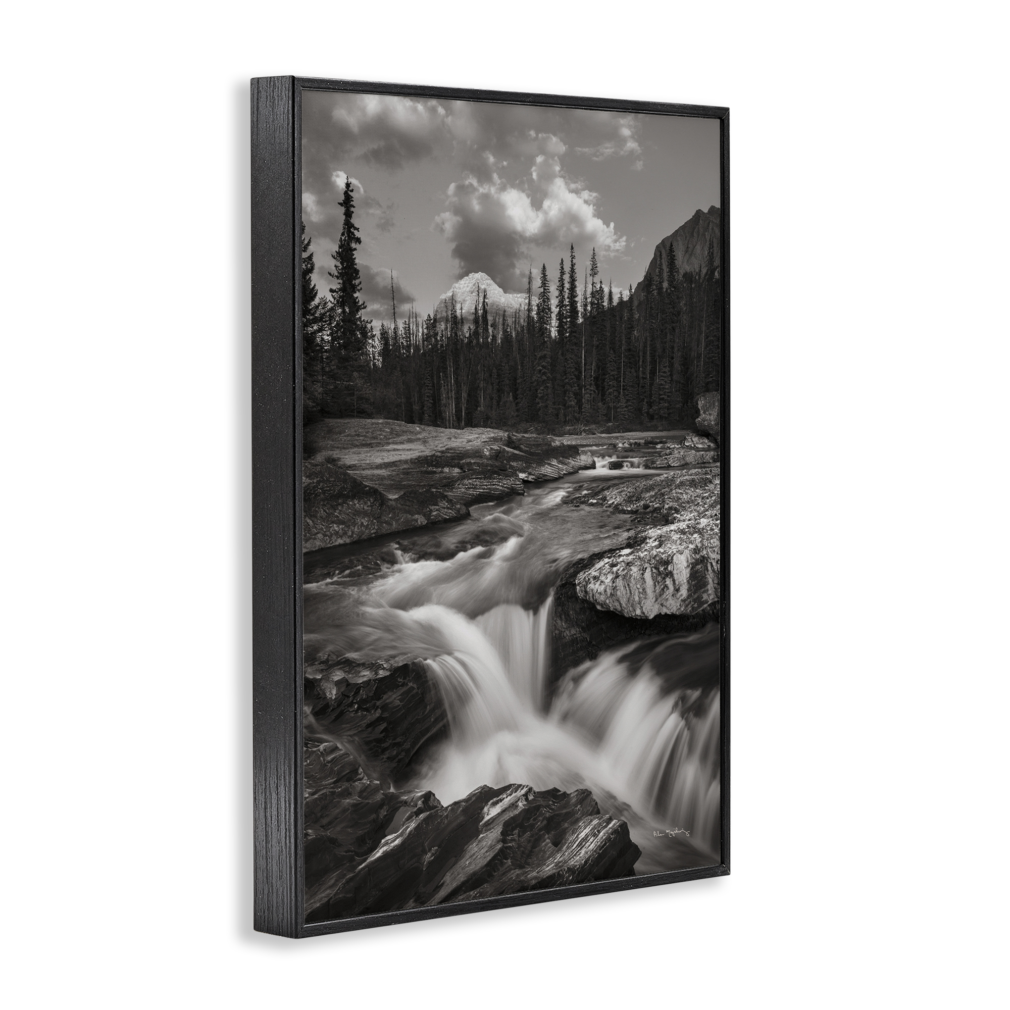 Stupell Industries Rocky Splashing River Landscape Photography Black Framed Art Print Wall Art, 16 x 24