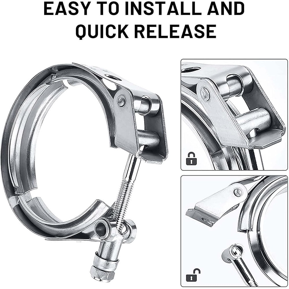 New 3" V-Band Flange & Clamp Kit Stainless Steel Replacement For Turbo Exhaust Downpipes Band Clamp For Turbo Downpipes Exhaust Systems