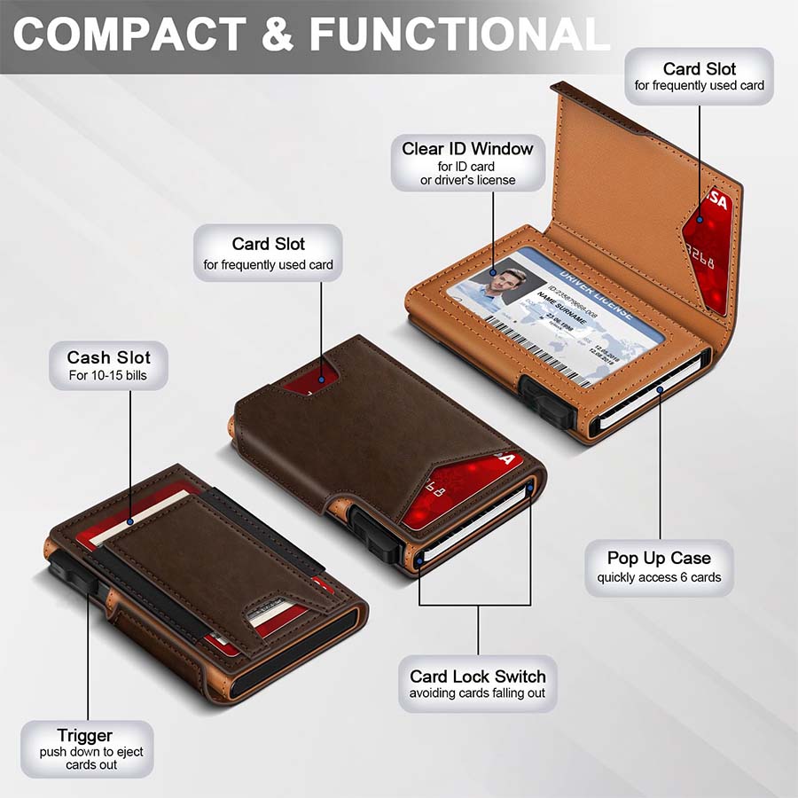 VGUCKI Pop-Up RFID Blocking Leather Wallet photo 3