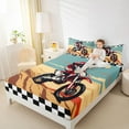 thumbnail image 4 of jejeloiu Classic Geometric Plaid Bed Sheets,Extreme Motorcycle Lovers King Sheets For Boys 4pcs, 4 of 7