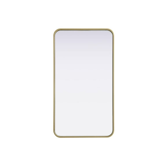 Elegant Decor Contour Metal Rectangle Mirror 20x36 in Brass