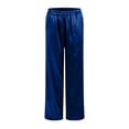 thumbnail image 4 of TTUHYWXI Womens Wide Leg Pajama Pants Satin Silk Casual Loose Elastic Waist Lounge Pants Pj Bottoms (Blue, XL), 4 of 6