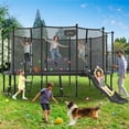 thumbnail image 7 of Jump Into Fun Trampoline 16 15 14 12FT for 7-8 Kids/ 3-4 Adults, Trampoline with Slide, Enclosure, Basketball Hoop and Ladder, 1500LBS Heavy Duty Galvanized Outdoor Trampoline for Family, 7 of 7