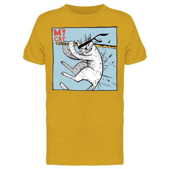 Cat Jumping With Katana Tee Men's -Image by Shutterstock