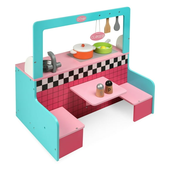Badger Basket Doll Retro Diner and Kitchen Playset with Cooking Accessories for 20 inch Dolls