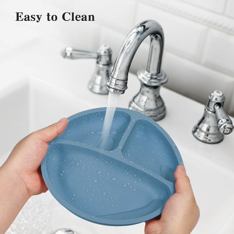 Cibeat Toddler Suction Plates 3-Pack - Divided Silicone Plates For Babies, Dishwasher Safe