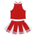 thumbnail image 4 of YONGHS Kids Girls Cheerleading Outfit Sleeveless Tops Pleated Skirt Set 6-16 A Red&White 6, 4 of 7