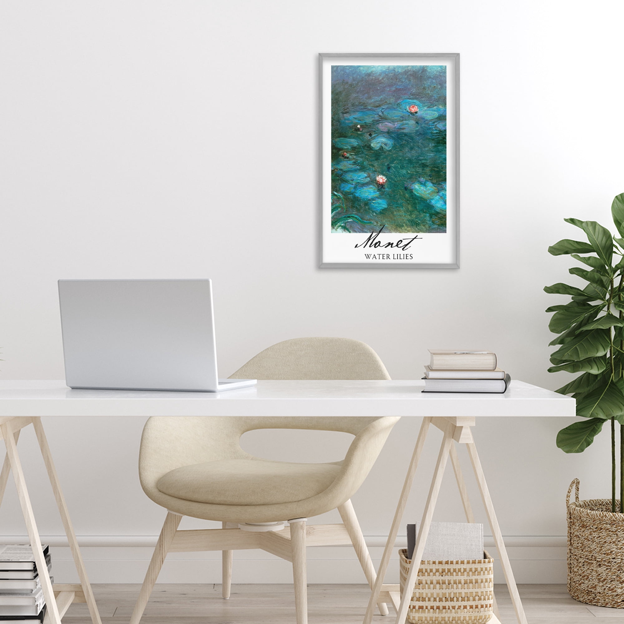 Stupell Industries Monet Water Lilies Gray Framed Giclee Art, design by Vintage Hustle