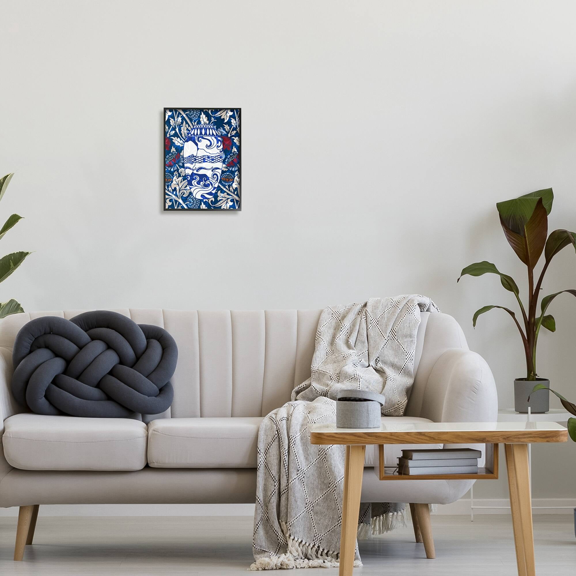 Stupell Industries Baroque Floral Pattern Vase Botanical & Floral Painting White Framed Art Print Wall Art