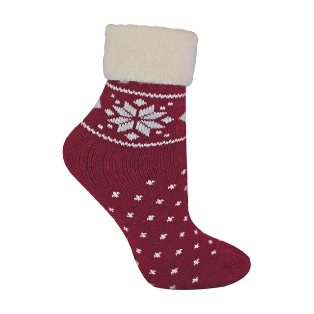 Ladies Wool Bed Socks with Fairisle Design | Sock Snob | Thermal Lounge Socks for Winter