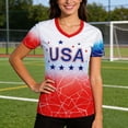 thumbnail image 2 of USA Shirts for Women American Graphic T-Shirts USA Flag Print Casual Short Sleeve Tops, 2 of 4