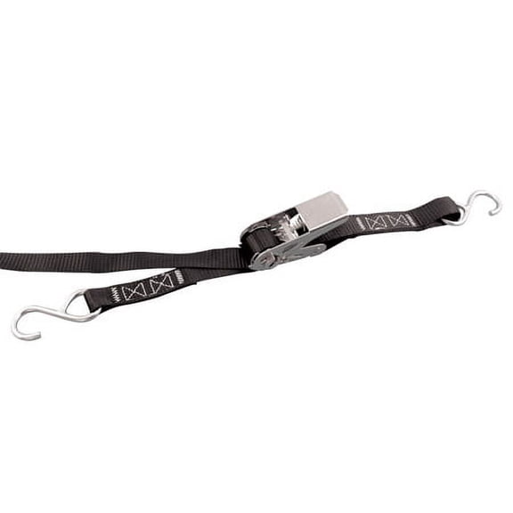 STAINLESS RATCHET ASSEMBLY TIE DOWN WITH S HOOKS, BLACK 1"X12"X6', 304/316