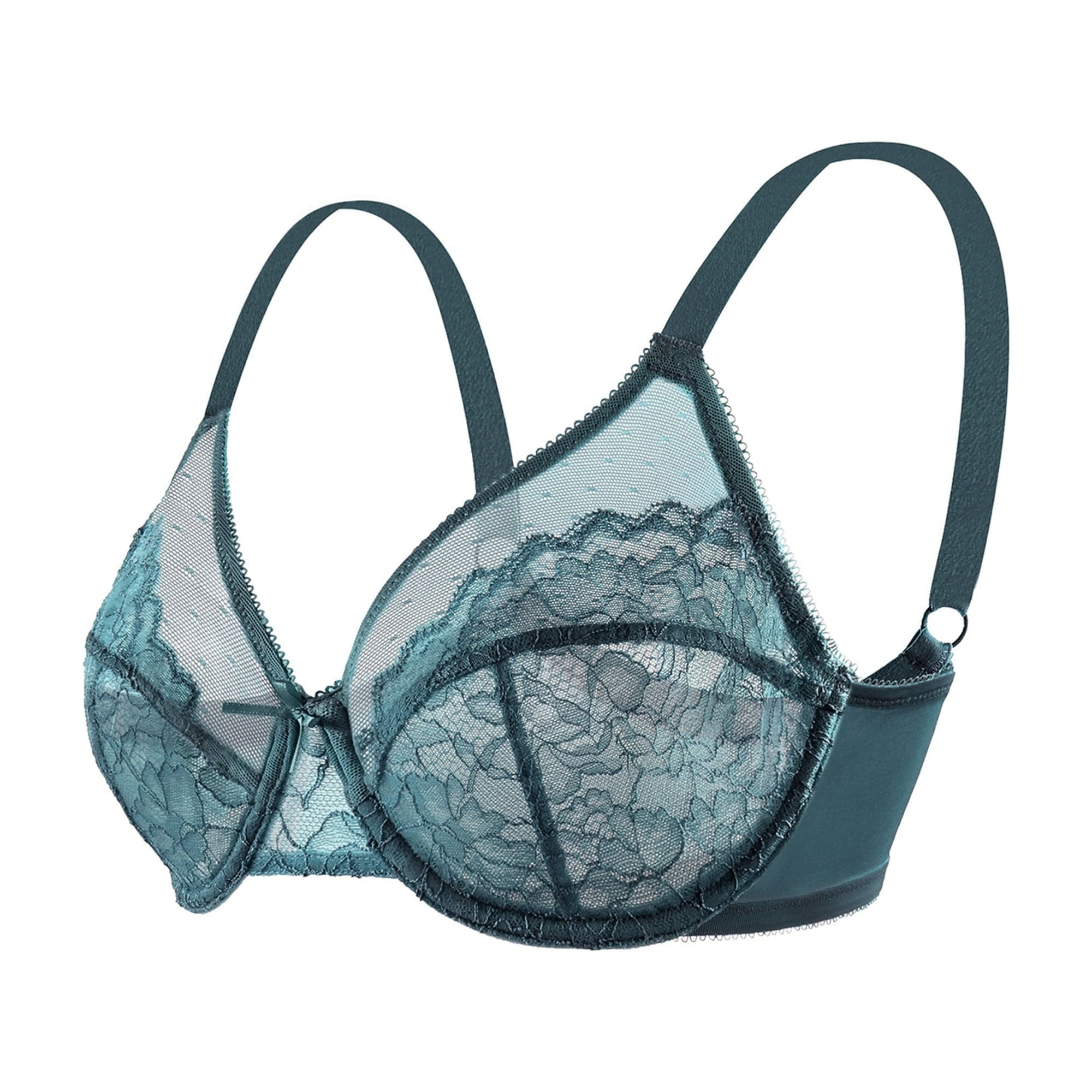 HSIA Plus Size Bras for Women Full Coverage Back Fat Underwire Unlined Bras Balsam Blue 42DD