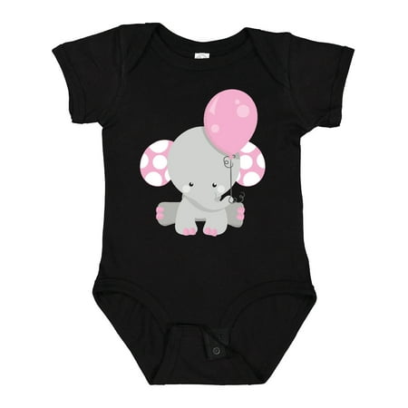 

Inktastic Elephant with Balloon Cute Elephant - Pink Gray Girls Baby Bodysuit