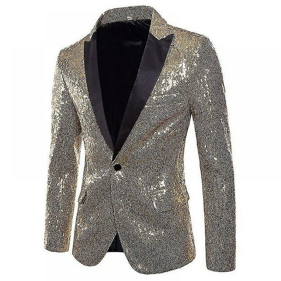 Men Glitter Sequin Suit Jackets Fancy Show Costume Party Coats Men Wedding Party Blazer Gentleman Button Dance Bling Formal Suit Free Shipping